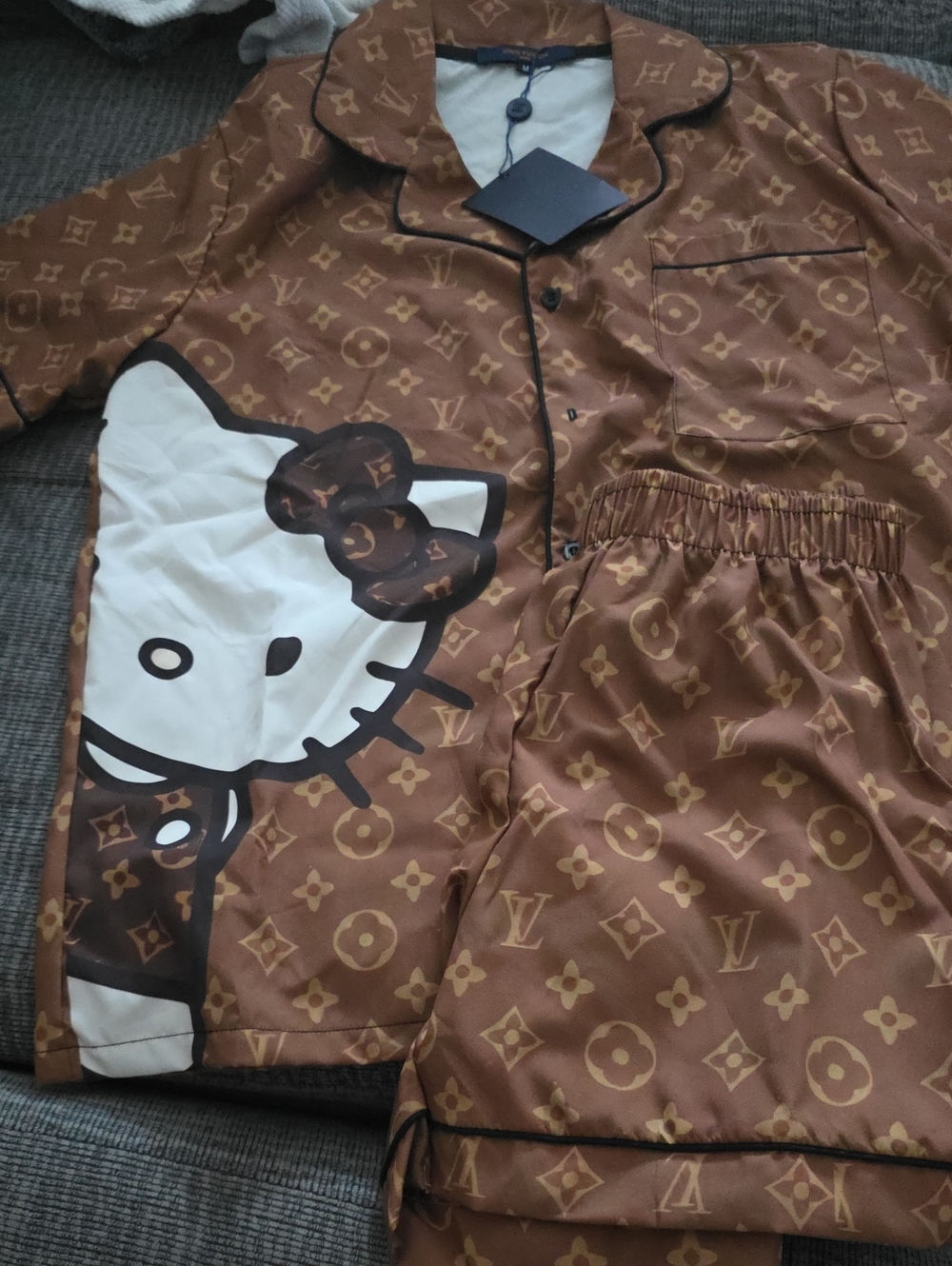 Brown Hello Kitty Monogram Pajama Set Size M
